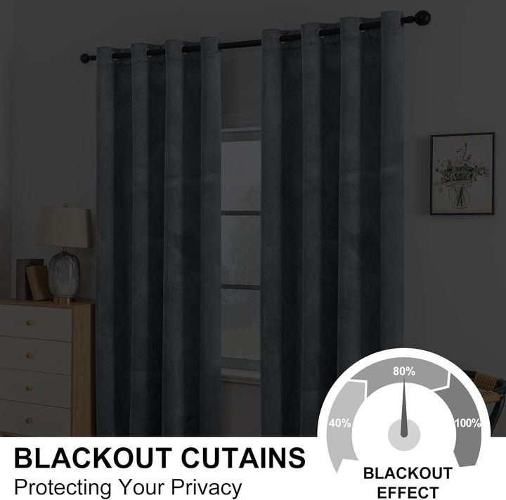 YSTELLAA Samtvorhang 2er Set, Gardinen Vorhänge, 140×260cm, Verdunklungsvorhänge Schlafzimmer Mit Ös