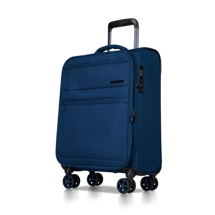 Cocoono Handgepäck Koffer 55x40x20 – Leichter Stoff Reisekoffer mit Rollen, TSA-Schloss, erweiterbar