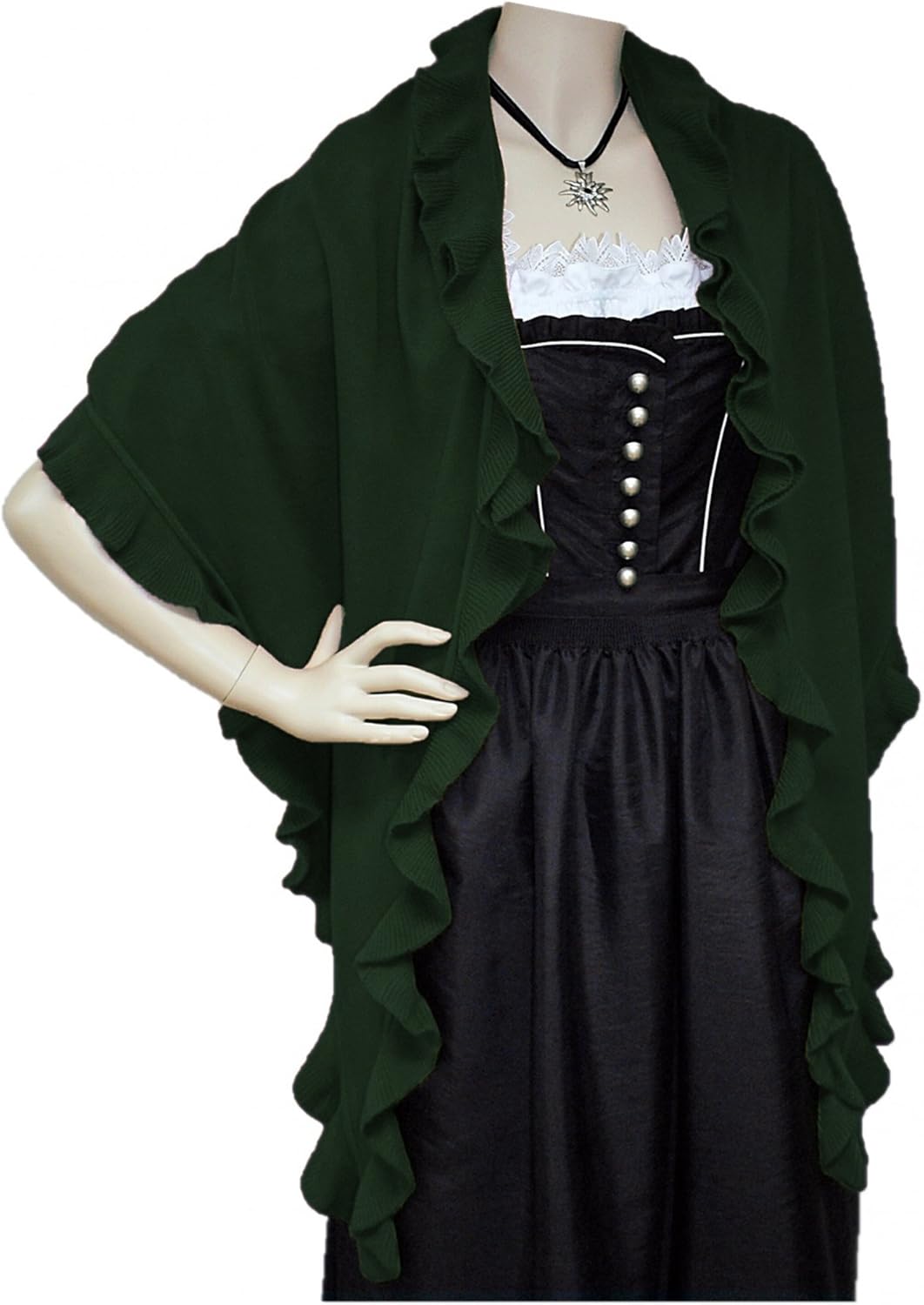Poncho Cape Trachtentuch Umhang Stola Schultertuch Trachten-Tuch Damen Strickponcho Tracht Strick Tr