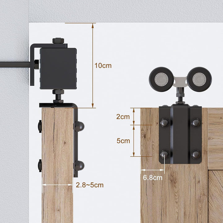 TSMST 6.6FT/200CM Kastenschiene Schiebetürsystem Komplett-Set Aluminiumlegierung Wandhalterung,Schie