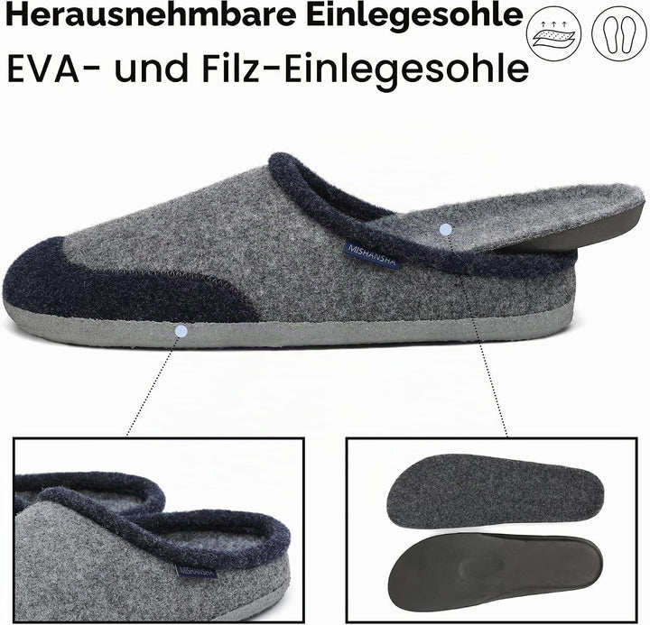 Mishansha Filz Hausschuhe Winter Bequem Filzpantoffeln für Damen Herren Gr.36-48 38 EU Ägyptisch Bla
