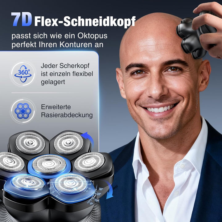 Glatzen Rasierer Herren, kensen Kopfrasierer Glatze 7D Bold Shaver Magnetische Head Shaver Trocken U