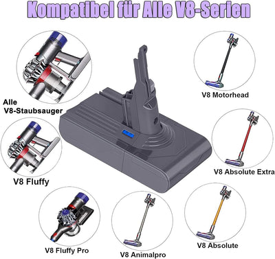 KUNLUN V8 Ersatzakku für Dyson V8 Akku Dyson SV10 Akku V8 Absolute V8 Animal V8 Fluffy V8 Motorhead