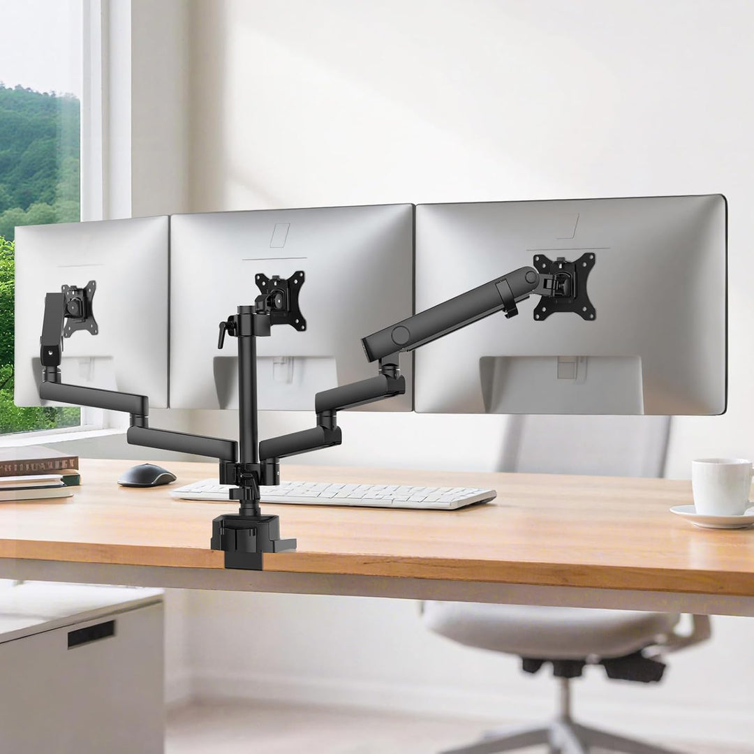 Wiltec Dreifach Monitorhalterung Schreibtisch mit 360° VESA-Platte, Bildschirmhalterung bis 9 kg pro