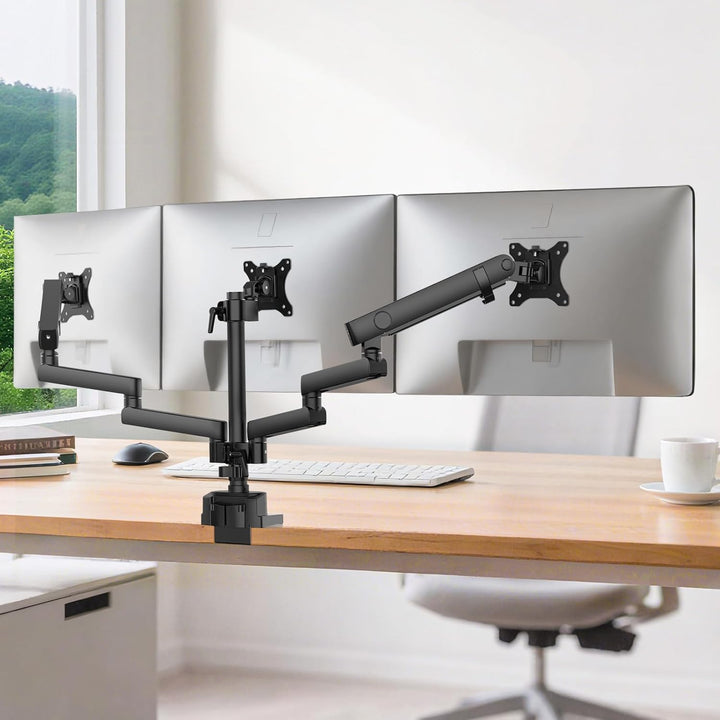 Wiltec Dreifach Monitorhalterung Schreibtisch mit 360° VESA-Platte, Bildschirmhalterung bis 9 kg pro