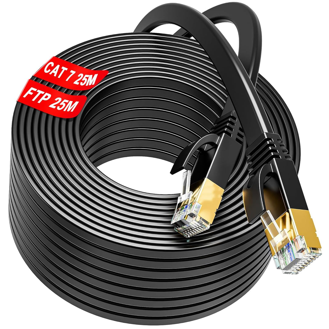 Soibke Cat 7 25m LAN Kabel, Flach Netzwerkkabel 25m CAT 7 Patchkabel, Gigabit Hochgeschwindigkeits S