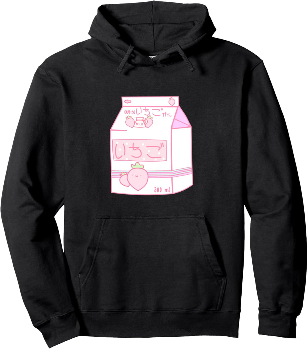 Ästhetischer japanischer Erdbeermilchsaft im Stil der 90er Jahre. Pullover Hoodie