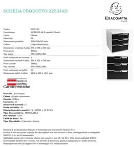 Exacompta 325014D Ablagebox Modulo, für DIN A4, 3 Schubladen, robust und praktisch, Lichtgrau/Schwar