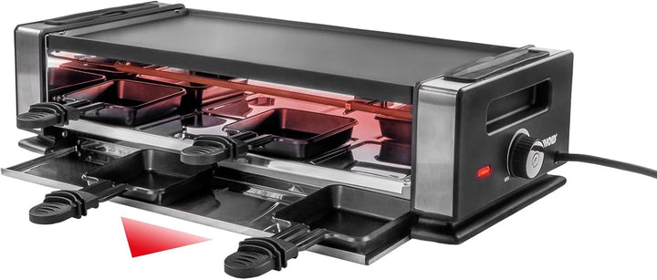 Unold 48730 Raclette Finesse Basic Raclette-Grill für 8 Personen, wendbare Antihaft-Grillplatte, ele