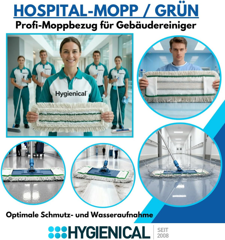Wischmopp Set für Krankenhäuser und Hospitals, Profi-Moppbezüge, Moppbezüge für Mopphalter, Schlinge
