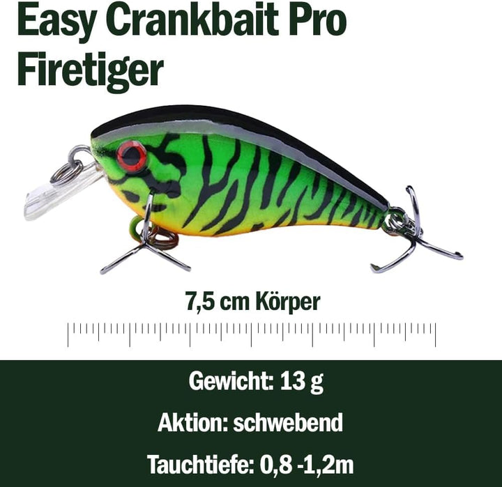 Crankbait Wobbler Set für Hecht, Barsch & Zander, Kunstköder Set für Spinnfischen, 13g I 7,5cm schwe