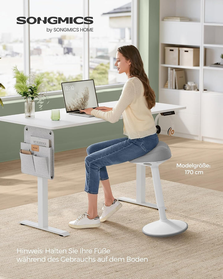 SONGMICS Hocker, Stehhocker um 360° neigbar, Schreibtischstuhl, höhenverstellbar 58-83 cm, grosser S