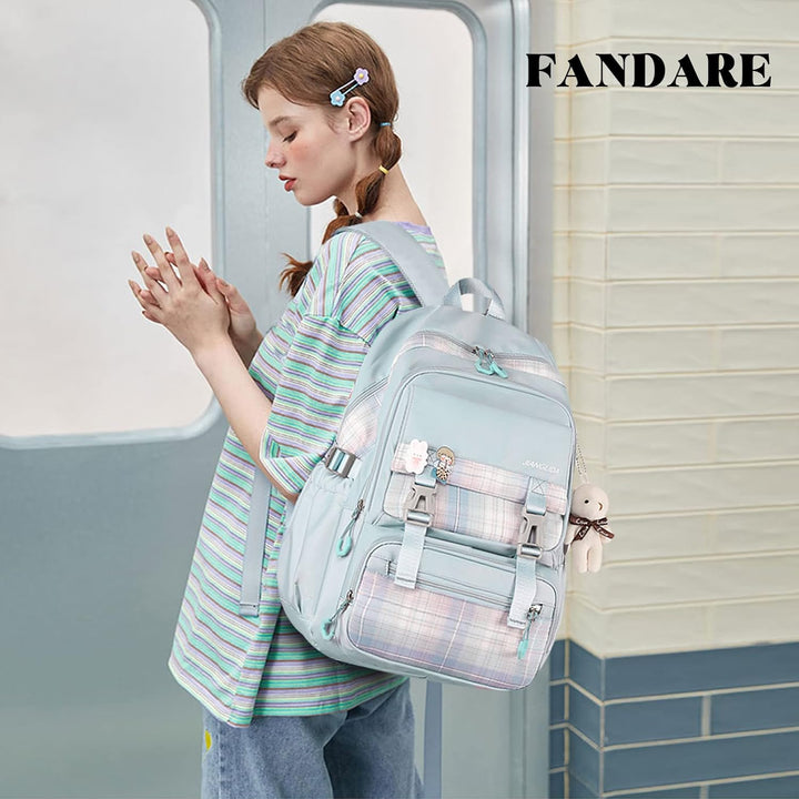 FANDARE Schulrucksack Schulrucksack Schultasche Herren Damen Rucksack Schulranzen für Outdoor Reise