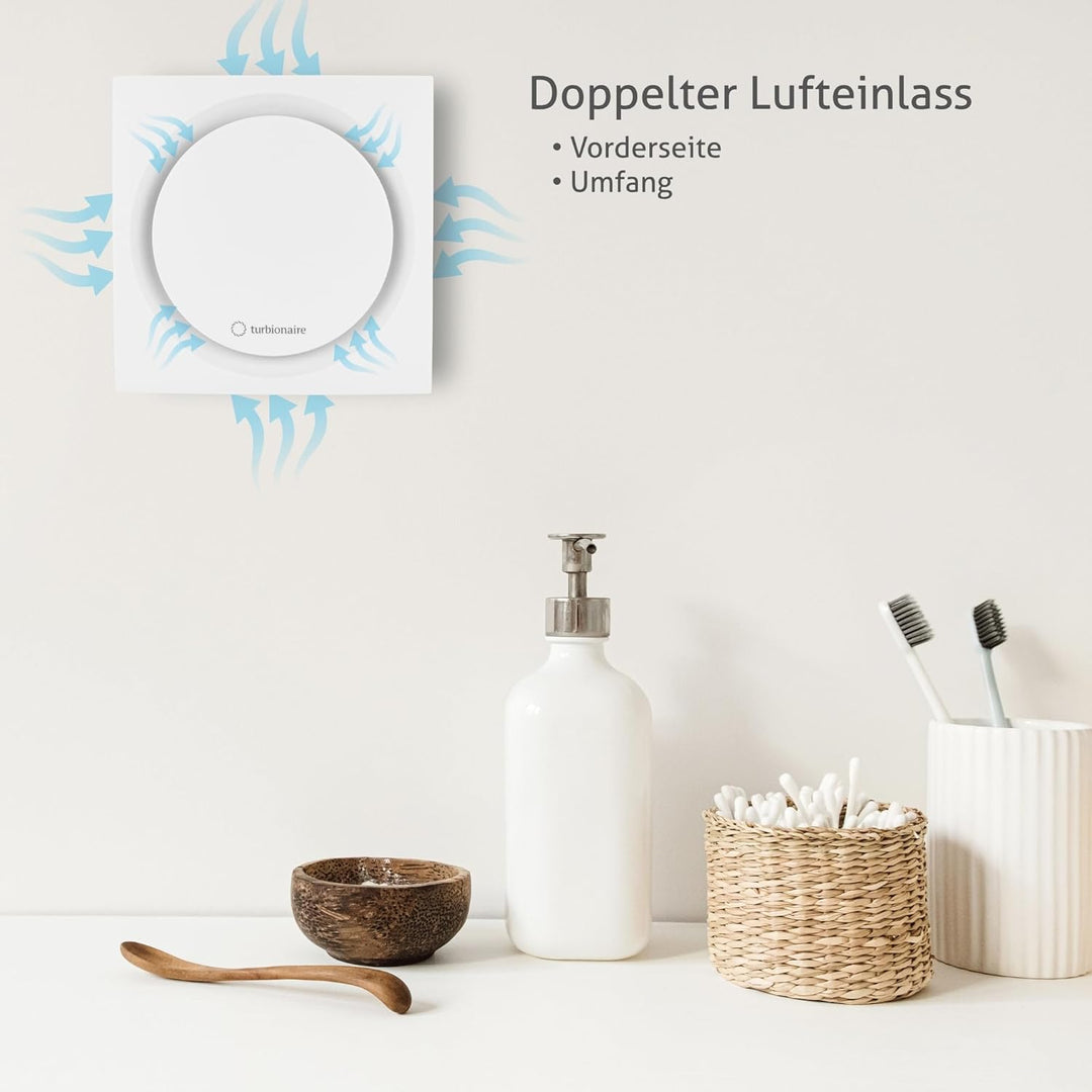 Turbionaire RING 150 SW Badlüfter, 150 mm, Weiss, Doppelte Ansaugung, Wasserdicht, Mit Rückschlagkla