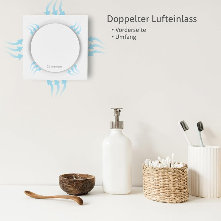 Turbionaire RING 150 SW Badlüfter, 150 mm, Weiss, Doppelte Ansaugung, Wasserdicht, Mit Rückschlagkla