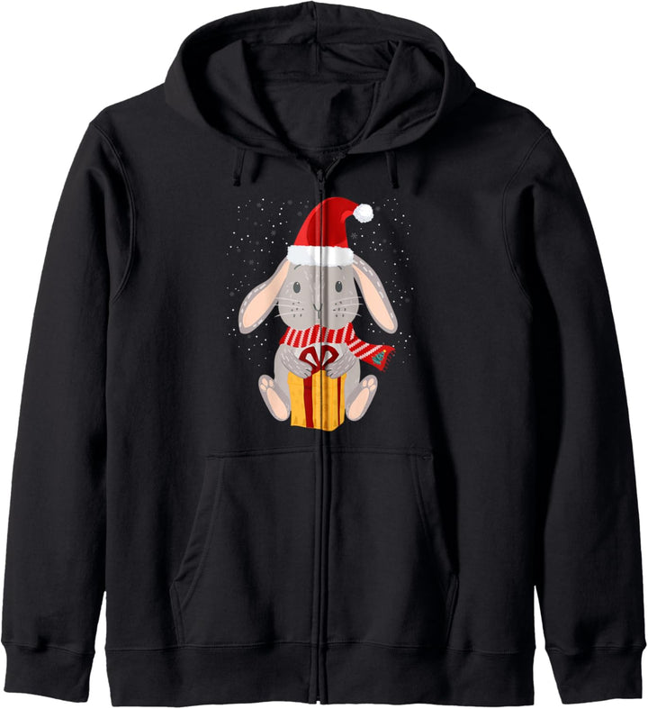 Hase mit Weihnachtspaket Hase Weihnachten Kapuzenjacke