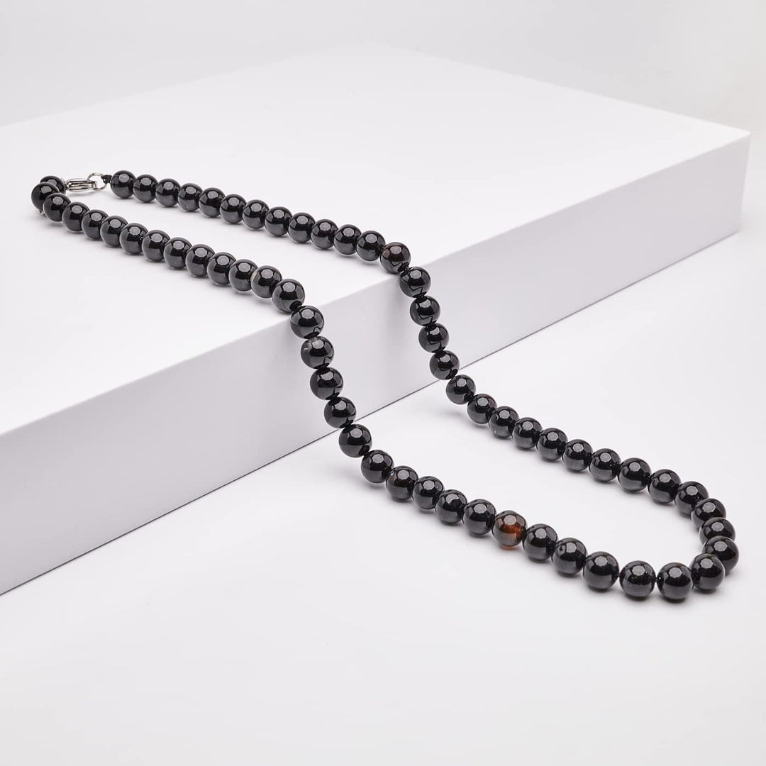 Handgemachte Herren Perlenkette Kette Tigerauge Onyx Grau Achat Jaspis | 8MM Natürliche Edelsteine H