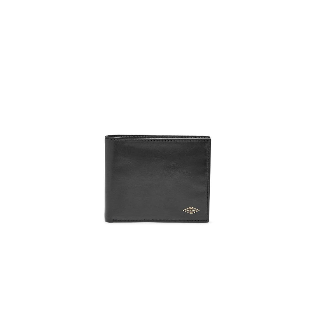 Fossil Herren Ryan Leather Bifold Geldbörse 11,43 cm L x 2,54 cm B x 9,525 cm H Schwarz, Schwarz