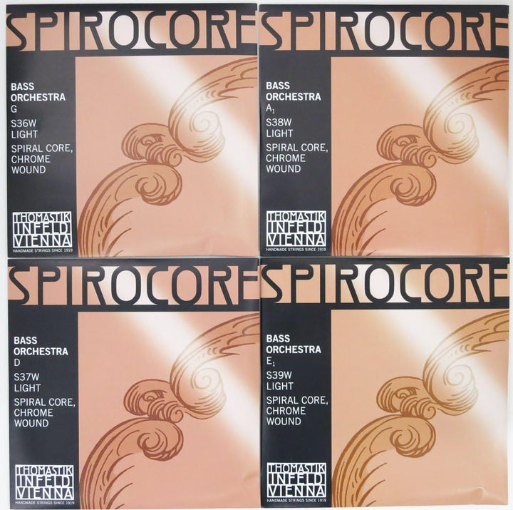 Thomastik 644219 Saiten für Kontrabass Spirocore Spiralkern Orchesterstimmung, Satz 4/4 weich für Me