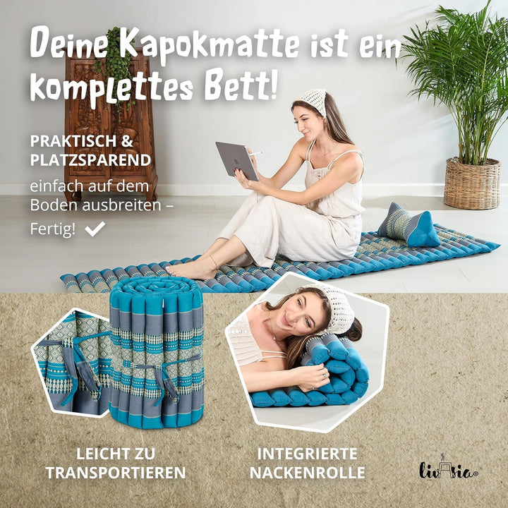 livasia Rollmatte Rollmatratze L-200x110x4,5cm, Gästebett Gästematratze 1 Person, Reisebett Kofferra