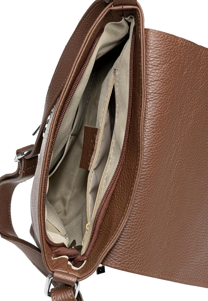 Caspar sportlich elegante Damen Umhängetasche aus Leder - mittelgrosse Messenger Bag - CLASSIC LINE