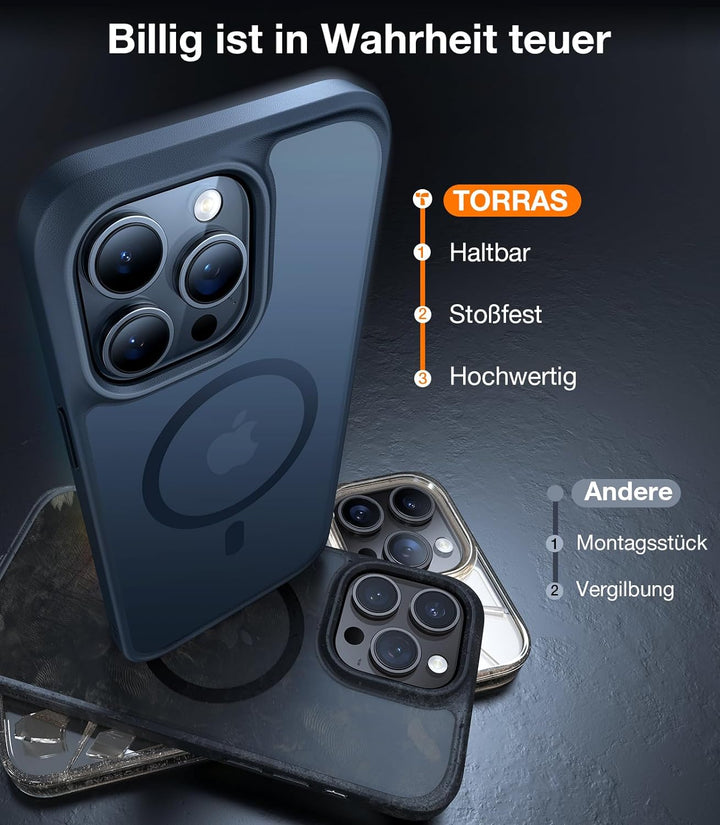 TORRAS für iPhone 14 Pro Hülle für MagSafe (Zertifizierte Schutzfähigkeit und Magnetkraft) Handyhüll