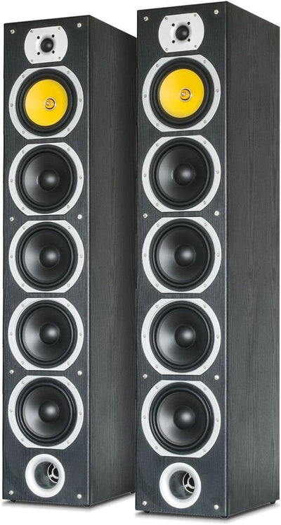 Fenton SHFT57B Standlautsprecher Paar 600 Watt, HiFi Lautsprecher Boxen für Stereoanlage, 4-Wege pas