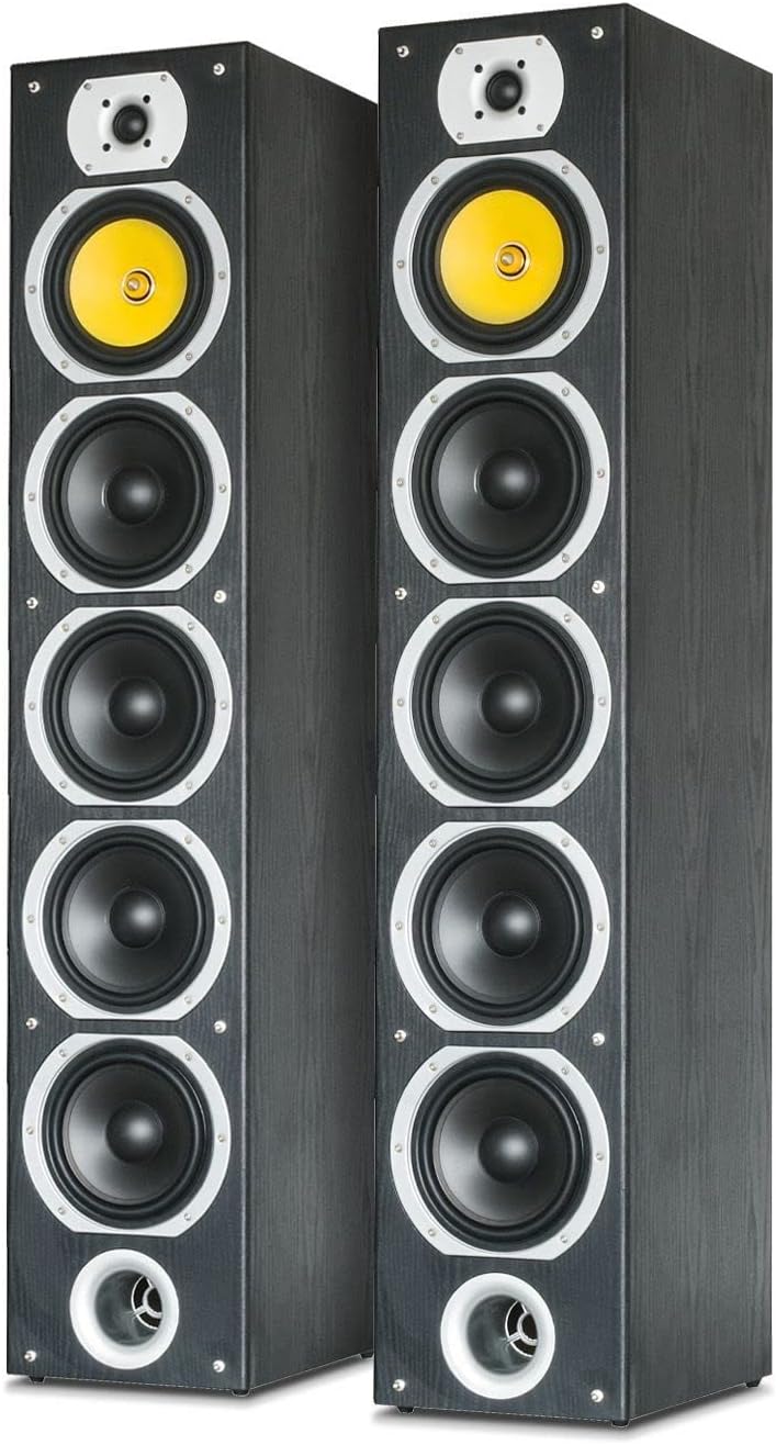 Fenton SHFT57B Standlautsprecher Paar 600 Watt, HiFi Lautsprecher Boxen für Stereoanlage, 4-Wege pas