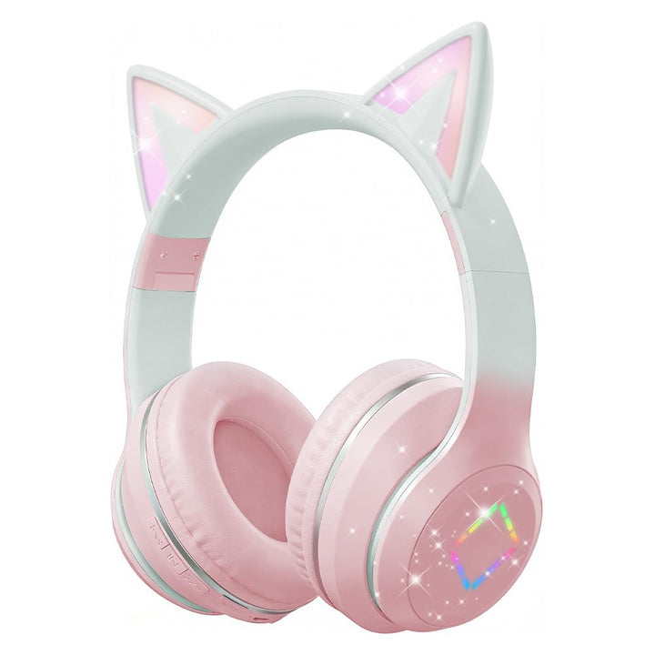 Kinder Bluetooth Kopfhörer, Katzenohr LED Lichter, Bluetooth 5.3 Stereo, Verstellbares Kopfband, 85d