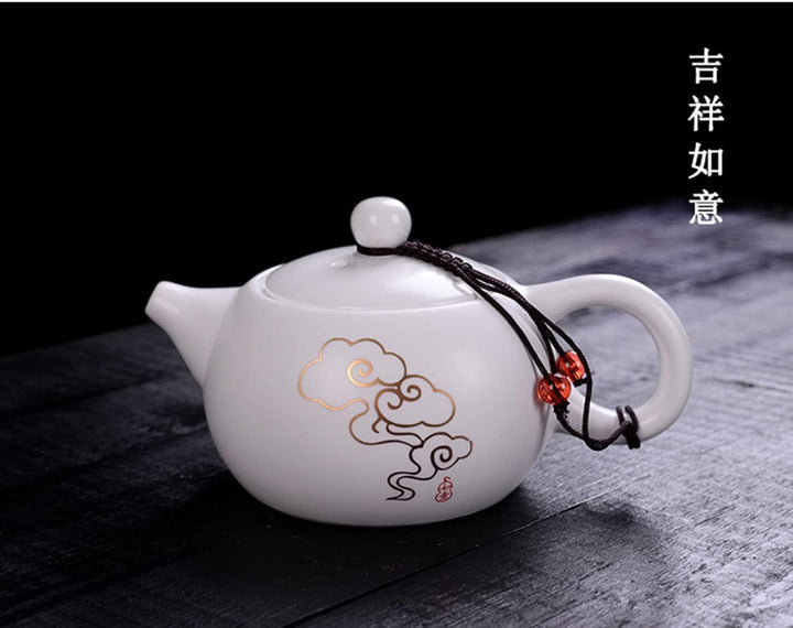 Porzellan-Teekanne, 170 ml, kleine Teekanne, weiss, chinesisches Gongfu-Tee-Set (verheissungsvolle W