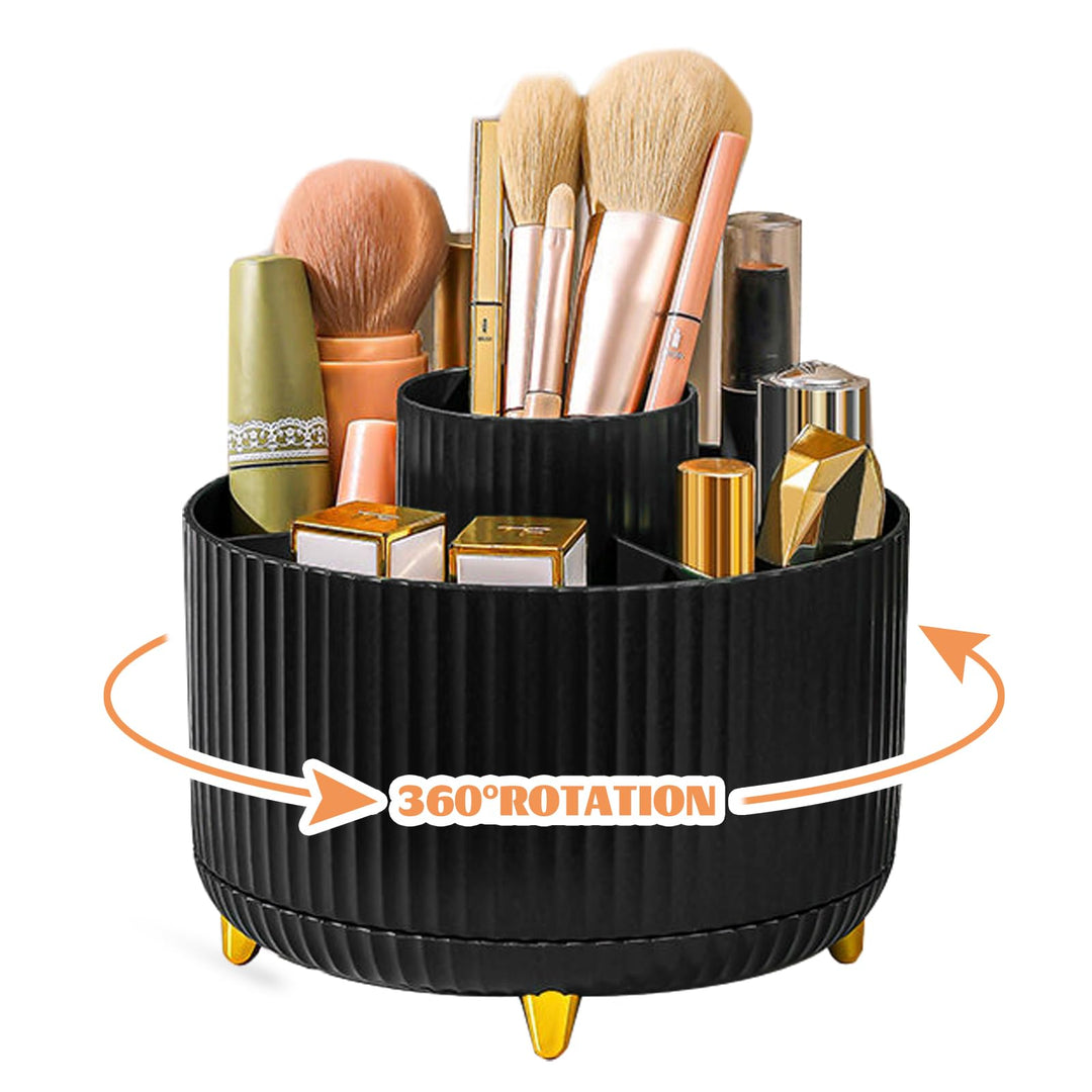 360° Drehbar Make up Organizer, Pinselhalter Kosmetik Aufbewahrung mit 5 Fächern, Aesthetic Schminkt