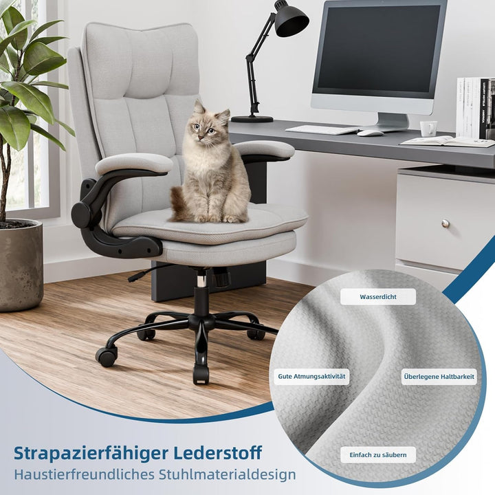 Asukale Bürostuhl Ergonomisch, Schreibtischstuhl, Chefsessel, PC Computerstuhl mit hochklappbarer Ar