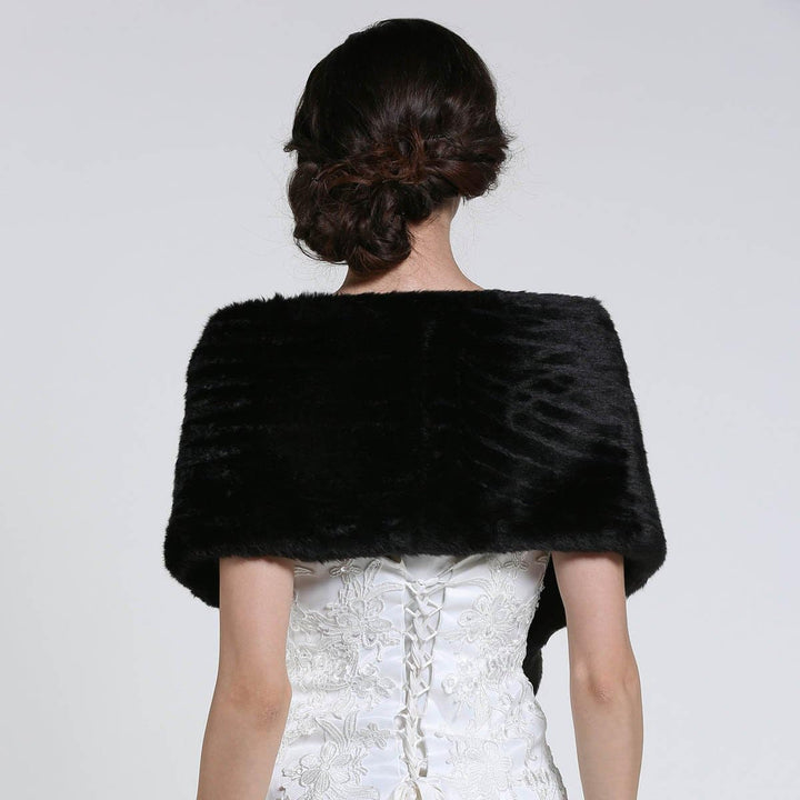 Frauen 1920 Braut Hochzeit Kunstpelz Schal Wrap Schwarz Braut Pelz Schal Stola Fur Wraps und Tücher