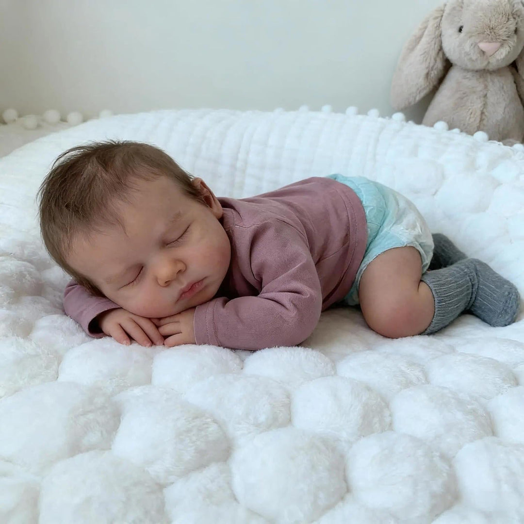 Zero pam Reborn Baby Vollsilikon Lebensecht Jungen, 50CM Reborn Baby Junge Silikon Puppe Mit Haaren,