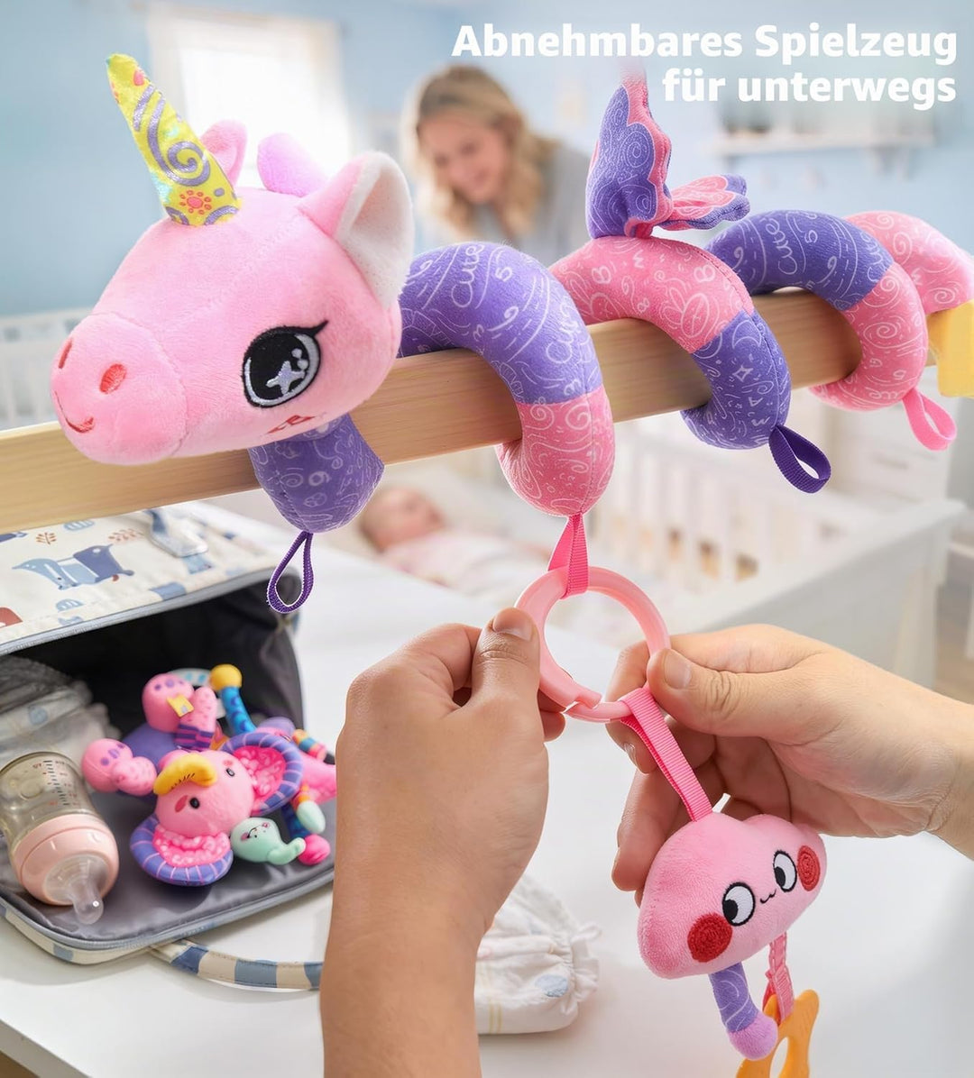 Kinderwagenspielzeug für Mädchen - 0-12 Monate Babyspielzeug Musik Spirale Kinderwagen Spielzeug, 5-