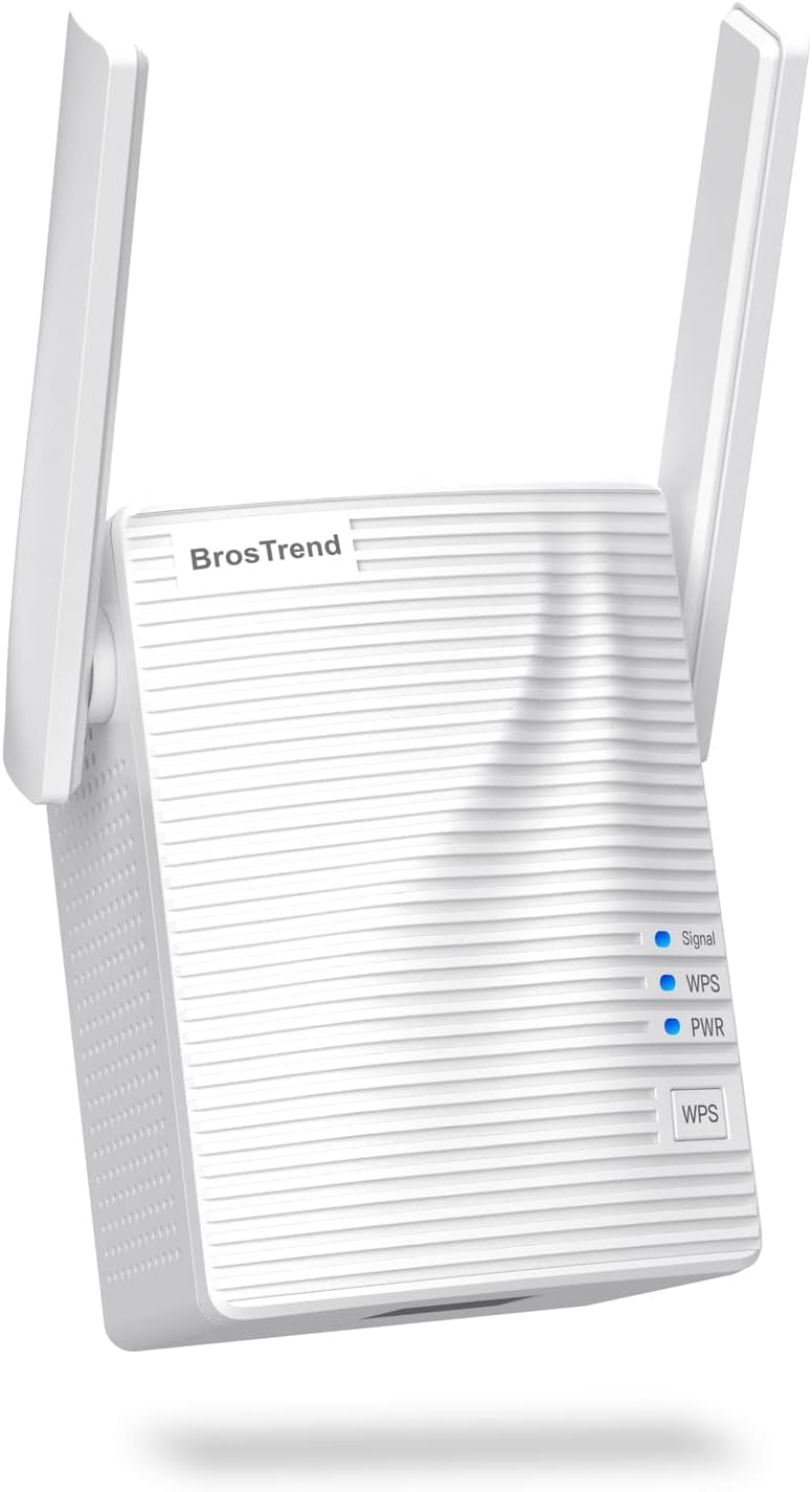 BrosTrend WLAN Verstärker/Repeater AC1200, Dual WLAN, 867 Mbit/s 5 GHz und 300 Mbit/s 2,4 GHz, 1 Eth