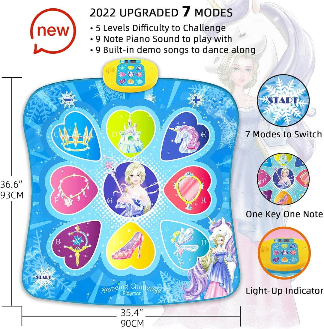 SUNLIN Tanzmatte, Spielzeug Geschenk für Mädchen von 3 4 5 6 Jahren, Frozen Thema mit 7 Spielmodi, 5