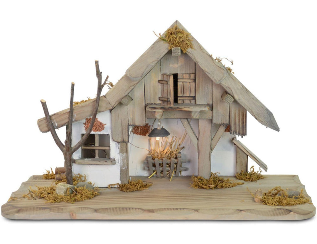 Riffelmacher & Weinberger Weihnachtskrippe Oberjettenberg - 40x19x24cm Krippenstall Holzkrippe | 780