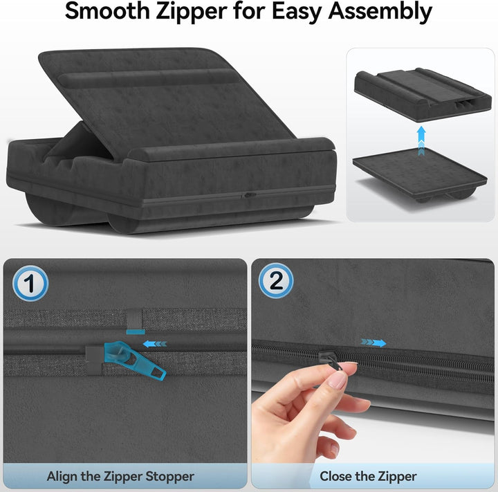 Laptopkissen mit 3 verstellbaren Winkeln, Laptoptisch für Couch mit Handgelenkauflage, Laptop Stand