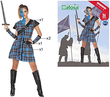 ATOSA 53928 COSTUME SCOTTISH WOMAN M-L, Damen, Blau/Braun