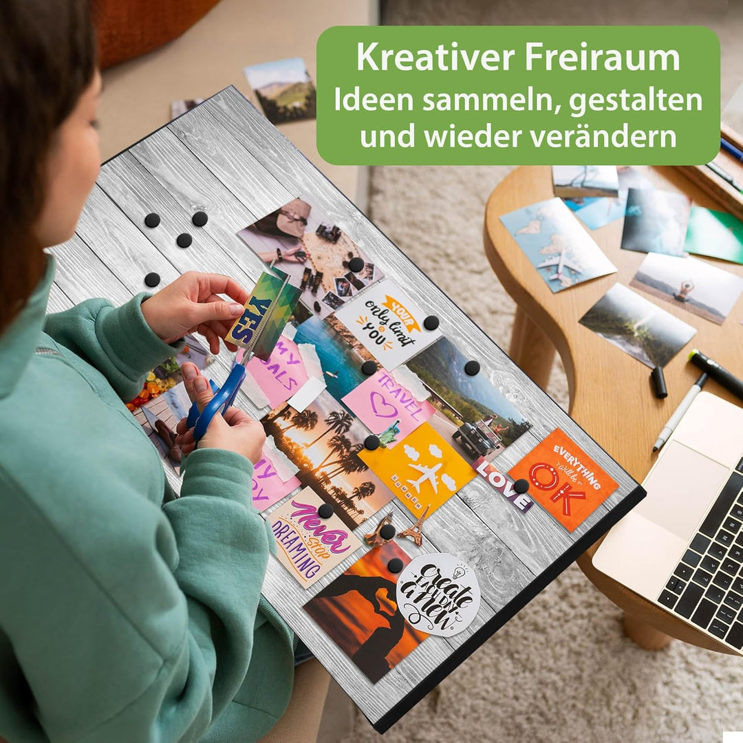 banjado Magnettafel schwarz 78 x 37cm / Magnetwand Metall/Magnetpinnwand als Memoboard/Pinnwand Magn
