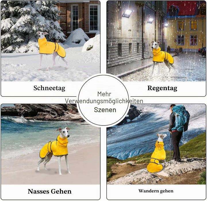 Geyecete Windhund Leicht Hundejacke Regenjacke, Hunderegenmantel Wasserdicht Verstellbar Windhundeja