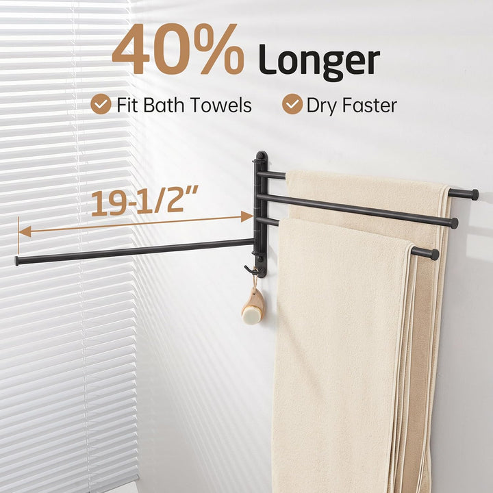 KES Handtuchhalter Schwenkbar Schwarz Badetuchhalter 4 Armig Handtuchstange Edelstahl 18/8 Handtuch