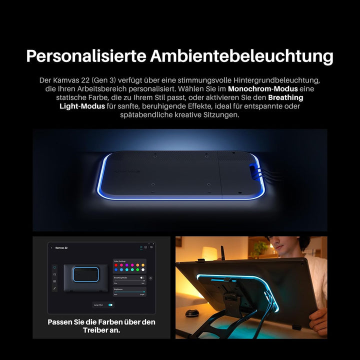 Huion Kamvas 22 (Gen 3) 2,5K 90Hz QHD Grafiktablett mit Display, 16384 Stiftdruck PenTech 4.0 Stylus
