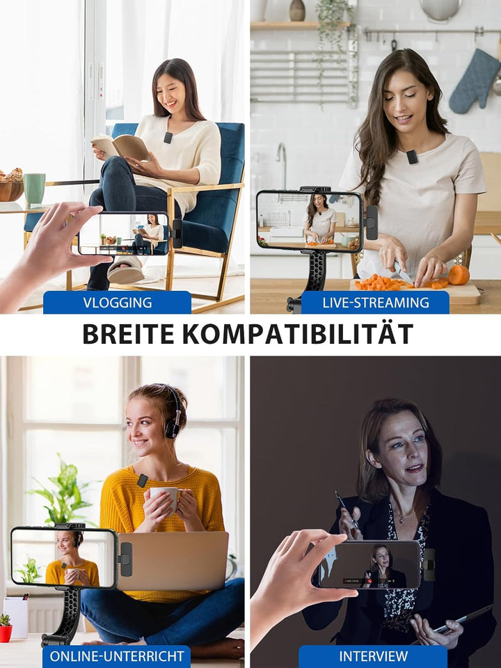 Handy Mikrofon Mini,Gimpro MB1(C) 2.4GHz【Type-C】 Plug&Play Ansteckmikrofon mit 1 Druck Stummschaltun