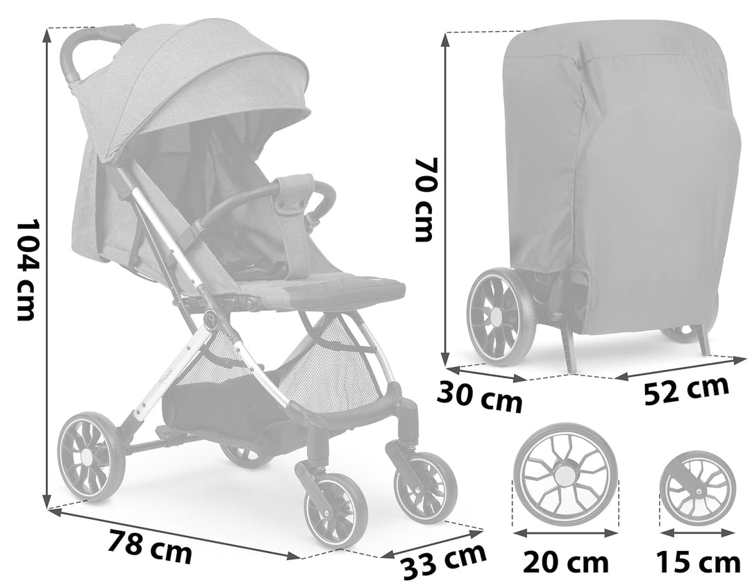 Nukido Kinder Wagen Kinderwagen Babywagen Bis 15 kg Grosse Räder Sitzbuggy Buggy Zusammenklappbar Ha