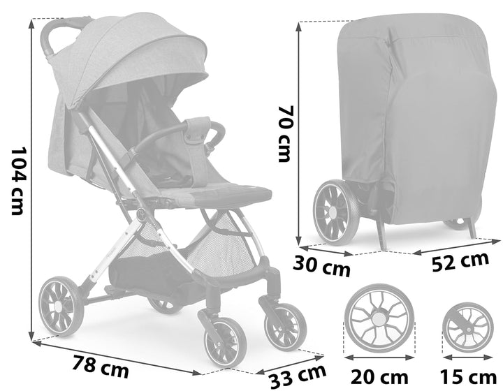 Nukido Kinder Wagen Kinderwagen Babywagen Bis 15 kg Grosse Räder Sitzbuggy Buggy Zusammenklappbar Ha