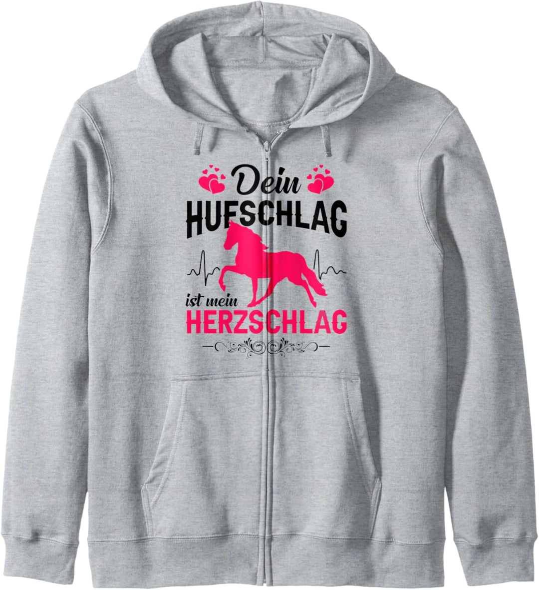 Lustiges Pferde Spruch Pferdeliebahber Hufschlag Herzschlag Kapuzenjacke