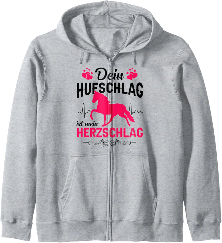 Lustiges Pferde Spruch Pferdeliebahber Hufschlag Herzschlag Kapuzenjacke