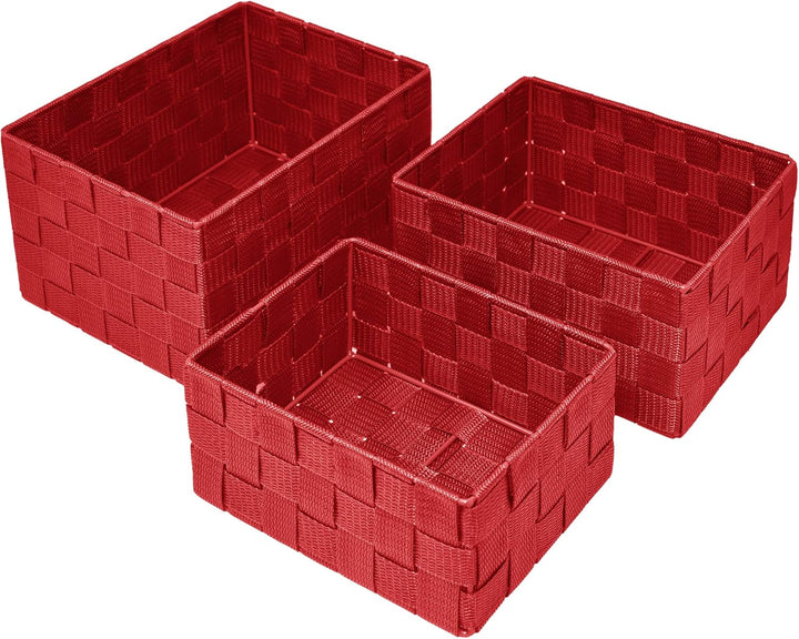 Lashuma 3er Pack Bad Körbchen, Korb Grössen: 24x18x14 cm, 21x16x12 cm und 19x14x10 cm, Regalboxen Fa